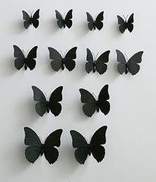 12 Stück 3D-Magnet-Schmetterlinge Wandaufkleber von Rui Di in Schwarz zur Dekoration von Wand, Kühlschrank und Wohnbereich - Bild 1