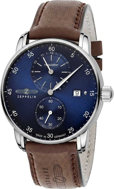 Zeppelin Automatik Herrenuhr, Edelstahl, Leder, Blau, 43 mm, 5 ATM - Bild 1