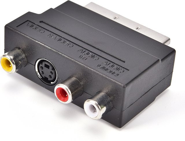 RGB-Scart auf 3-21 Pin RCA und S-Video Adapter in Schwarz für TV, Projektor und DVD-Recorder - Bild 1