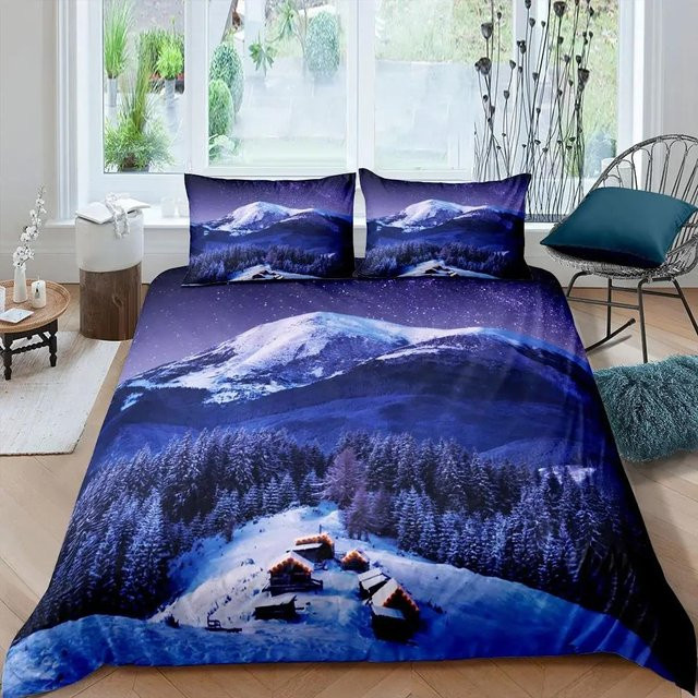Lodestar Bettwäscheset Schneeberg Meereswellen Natur Motiv in Blau aus Mikrofaser B/H: 200 x 200 cm - Bild 1