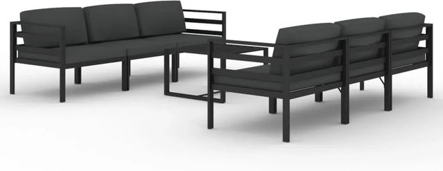 vidaXL 7-tlg Garten-Lounge-Set Modell 6 aus Aluminium in Anthrazit mit Polsterkissen - Bild 1