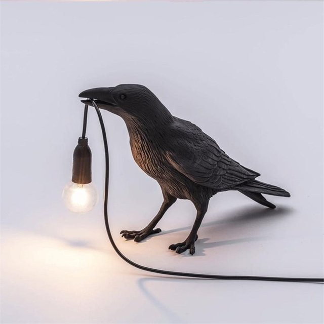 NATAWA Vogel-Tischlampe aus Kunstharz in Schwarz für Wohnzimmer und Schlafzimmer - Bild 1