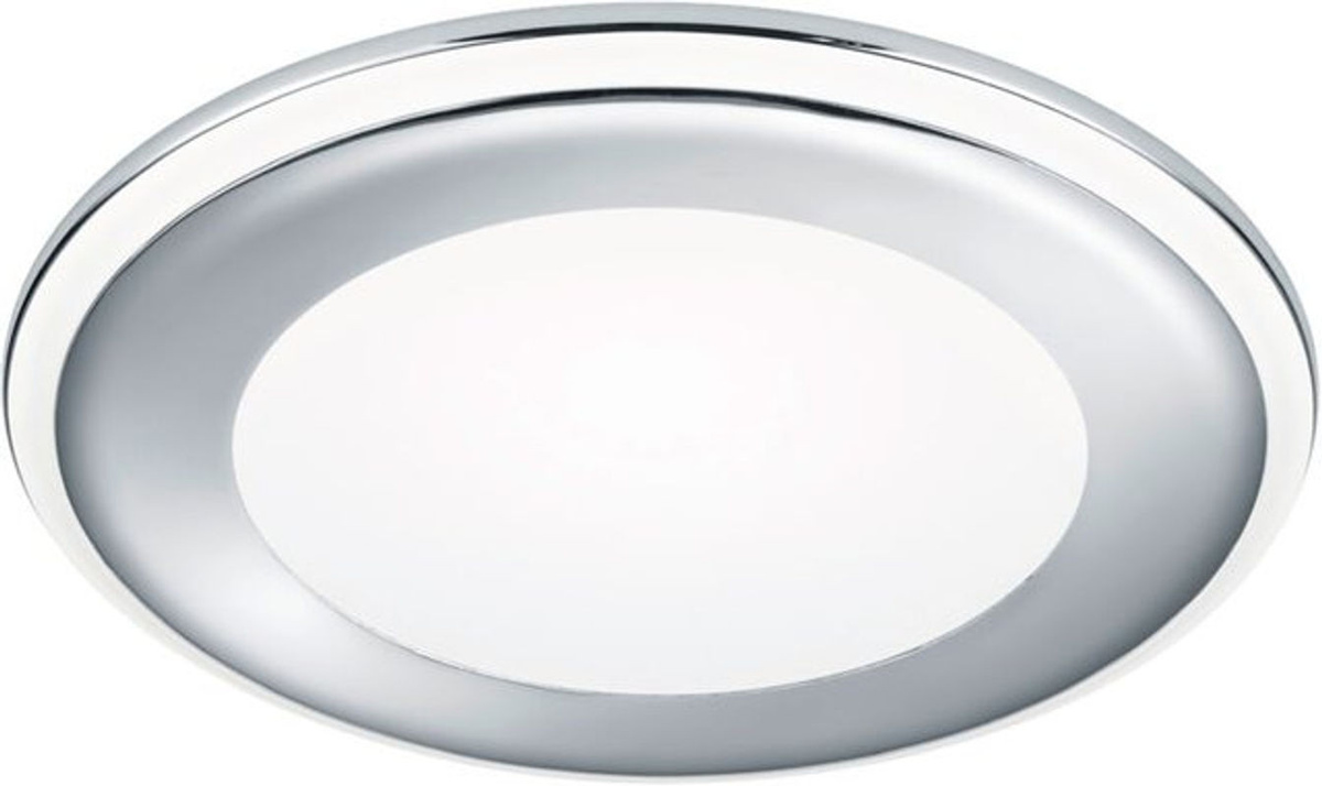 Runder LED Deckeneinbaustrahler Trio in Silber Chrom mit Leder-Optik und warmweißem Licht, Durchmesser: 14,8 cm - Bild 1
