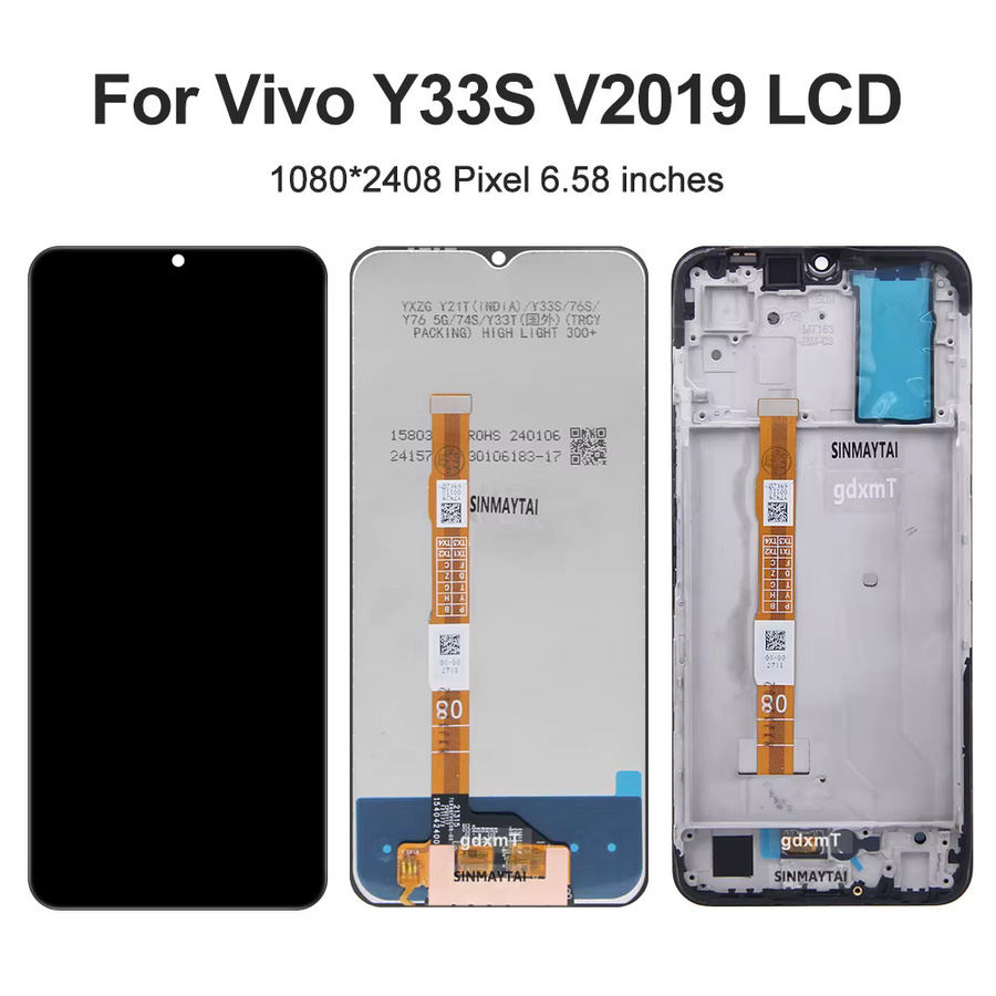 Vivo Y33S LCD Display Touchscreen Digitizer Montage mit Rahmen in Schwarz für V2109 Reparatur-Teile - Bild 2