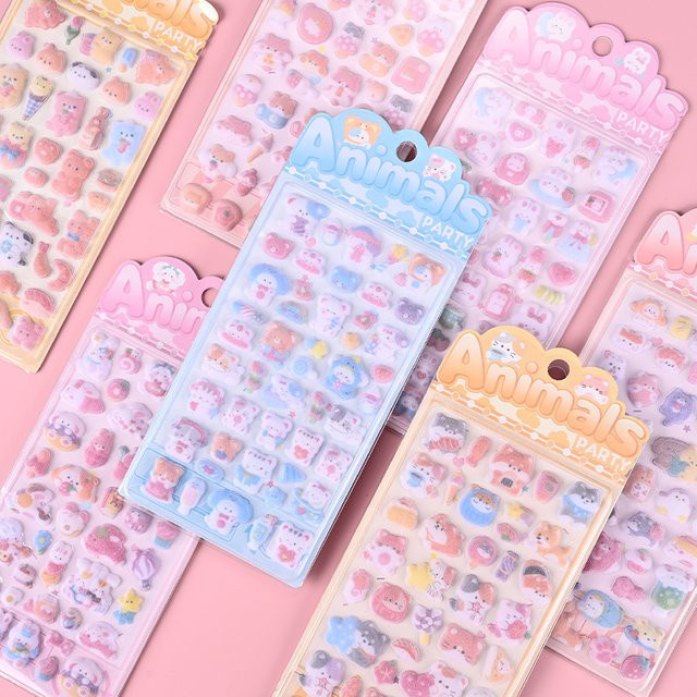 3D Puffy Cartoon Tiersticker in bunten Farben für Kinder zum Dekorieren von Handyhüllen und Scrapbooking - Bild 1