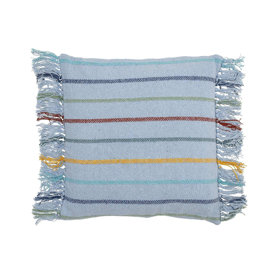 Bloomingville Mini Frey Kissen aus recycelter Baumwolle in Blau, gestreift, B/T/H: 45 x 45 x 45 cm - Bild 1