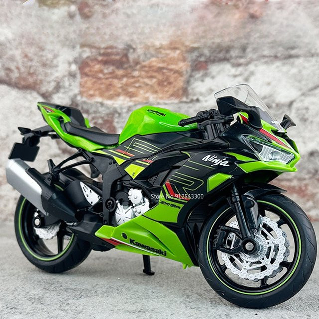 MAKEDA Kawasaki Ninja ZX-6R Motorrad Modell, 1:12, Metall, mit Hinterradaufhängung Funktion - Bild 1