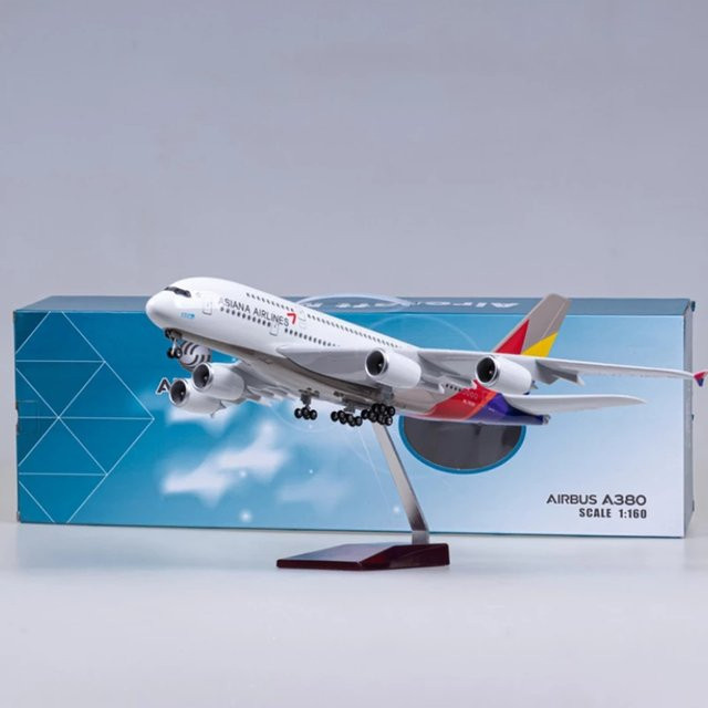 Asiana Airlines Airbus A380 Flugzeug Modell, mit Rädern & Lichtern, 46cm Skala - Bild 1