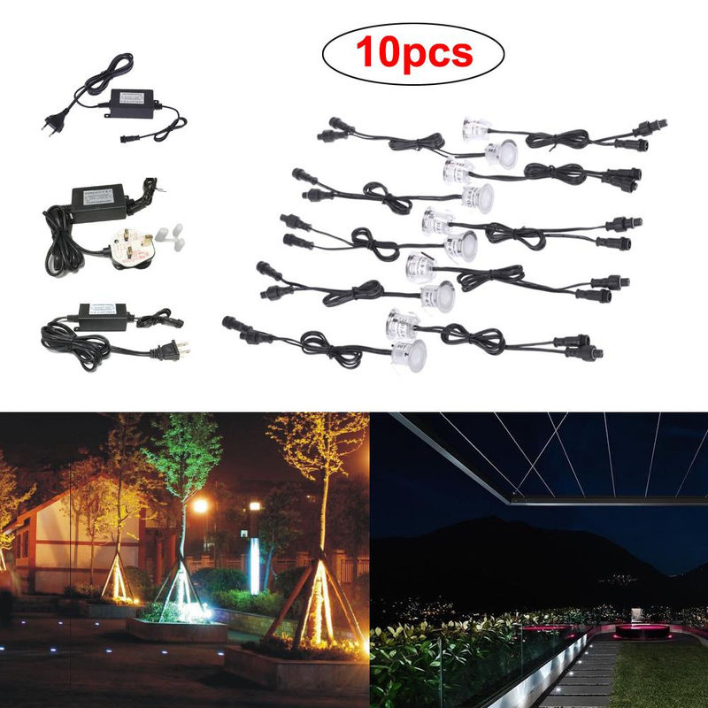 TOMTOP JMS 10er Set LED Einbaustrahler für den Außenbereich aus Edelstahl in Silber, IP67 wasserdicht, warmweiß mit transparentem Reflektor - Bild 3