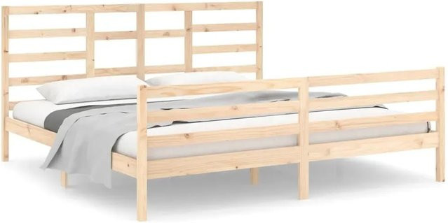 vidaXL Massivholzbett aus Kiefernholz in Braun, B/T/H: 200 x 200 x 104 cm - Bild 1