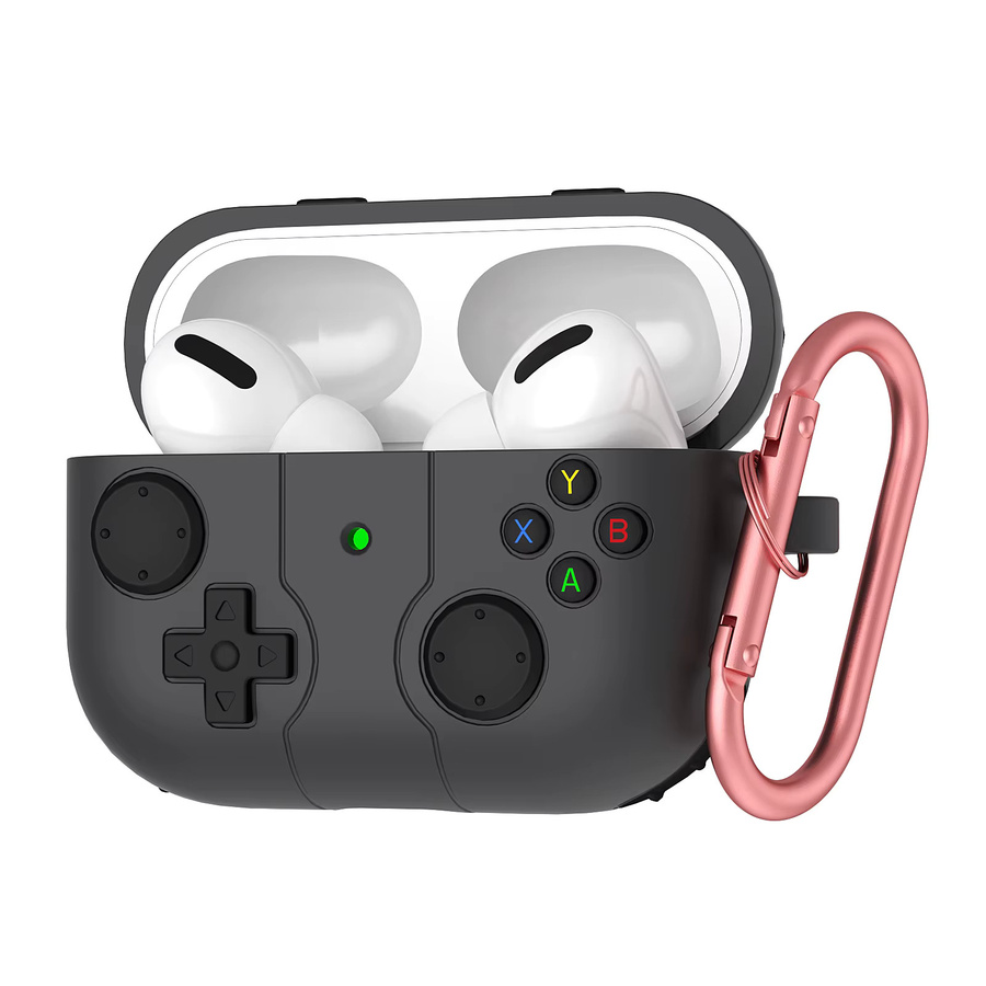 Apple AirPods Pro 3 Silikonhülle im 3D-Game-Design mit Reinigungsstift und Schlüsselanhänger, Farbe: Pink - Bild 5