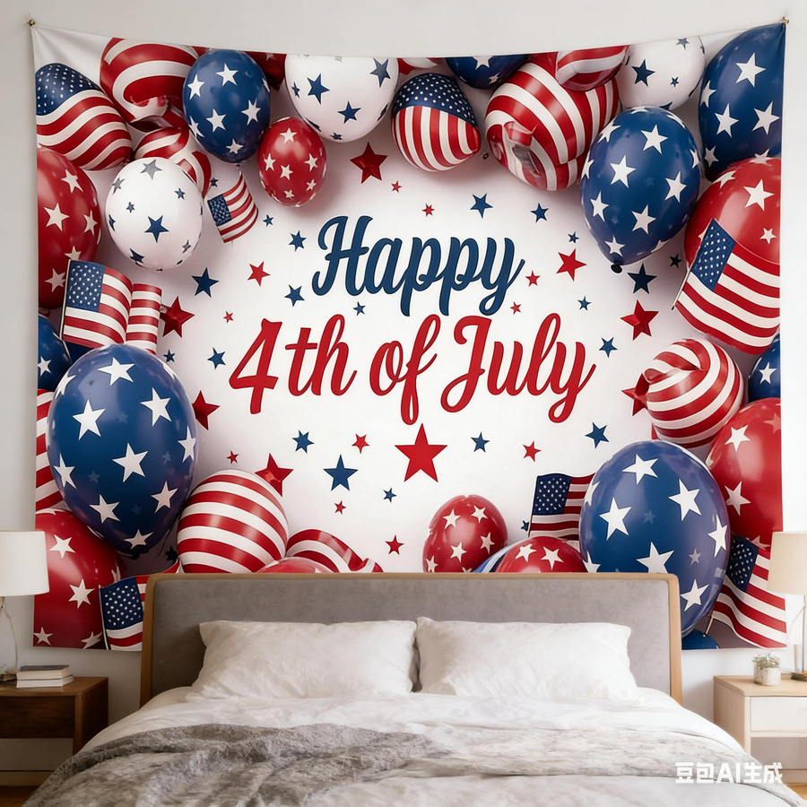 Patriotischer 4. Juli Wandteppich von JMG Household Supplies mit USA-Flagge und Ballon Motiv, Polyester, Mehrfarbig, Breite: 60 cm, Höhe: 40 cm - Bild 3