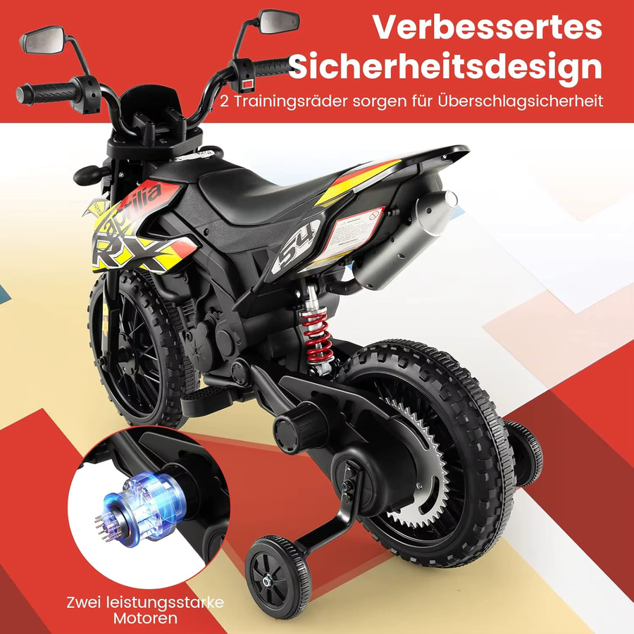 GOFLAME Aprilia Elektro-Motorrad für Kinder, 12-V-Kindermotorrad, Schwarz - Bild 2