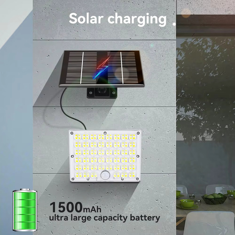 Burhui Solar-LED-Flutlicht mit Bewegungsmelder, wasserdichte Wandleuchte für Garten und Außenbereich mit 3 Modi - Bild 2