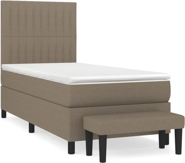 vidaXL Boxspringbett Hybrid mit Matratze und Kopfteil in Taupe, B/T: 80 x 200 cm - Bild 1