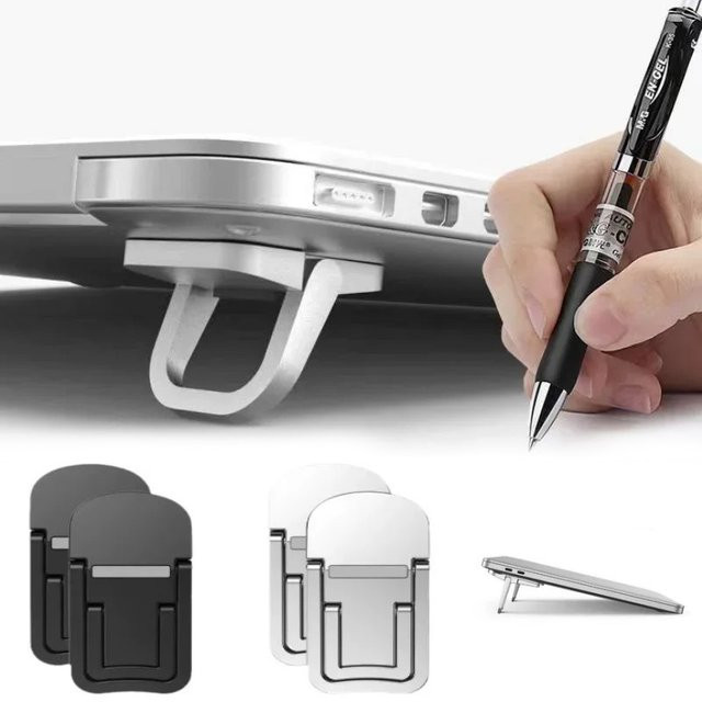 Faltbarer Laptop Ständer in Schwarz als tragbare Notebook Halterung mit verstellbarem Riser und Kühlfunktion für Laptop und Tablet - Bild 1