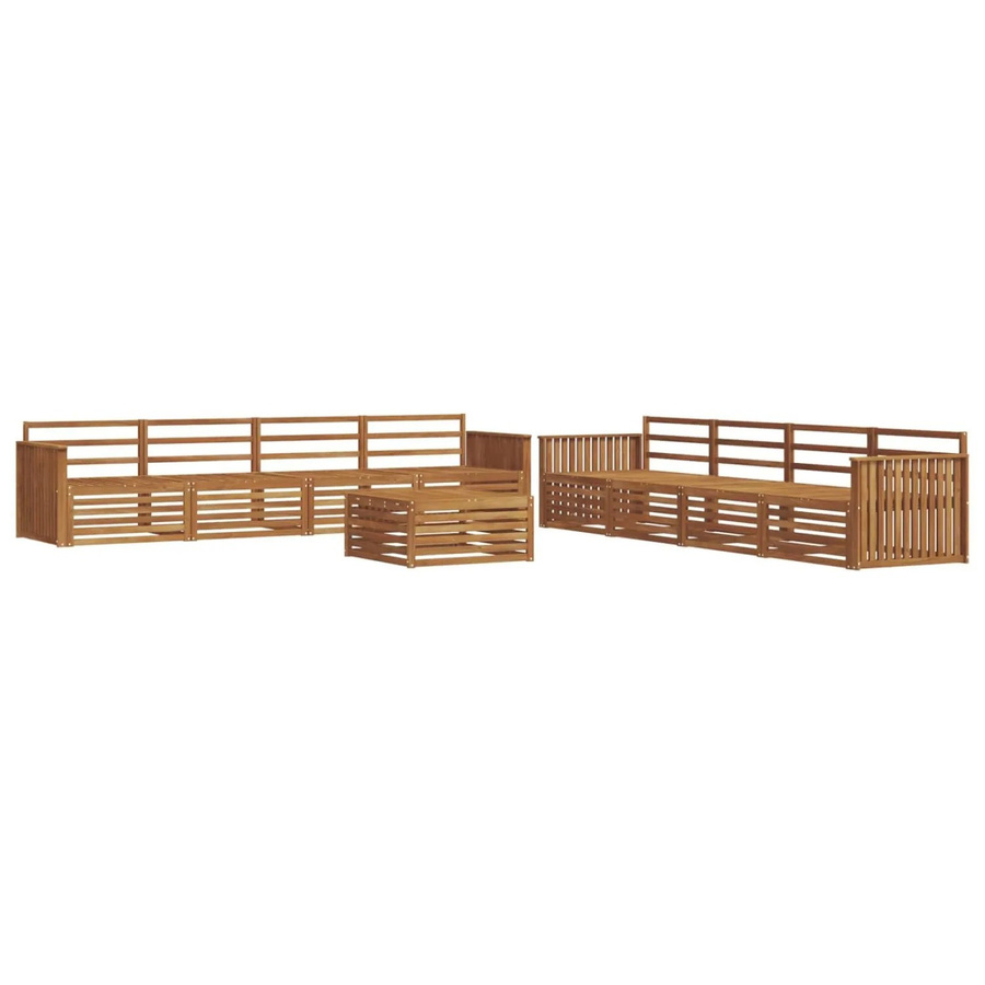 vidaXL Outdoor-Sofagarnitur aus Akazienholz, 9-teiliges Set in Braun mit Tisch und Mittelsofas - Bild 2