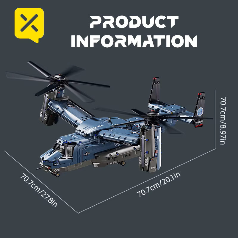 TOYLINX Militär V-22 Osprey Tiltrotor Bausteine Set, Flugzeug Modell - Bild 2