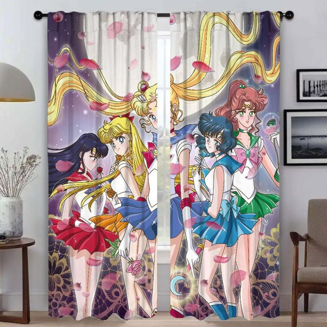 Sailor Moon Heimtextilien Vorhänge 2er Set, halbtransparent, multicolor, Breite: 50 cm, Höhe: 70 cm - Bild 1