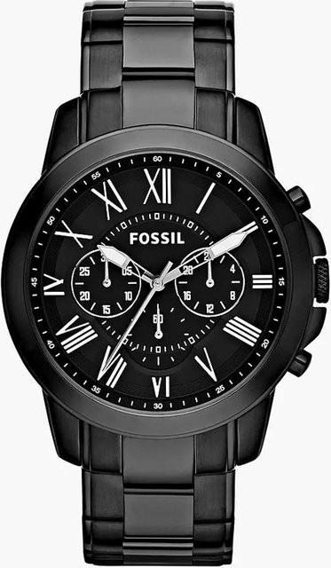 Fossil Grant Chronograph, Quarz, Edelstahl, Schwarz, 44 mm, Herren - Bild 1