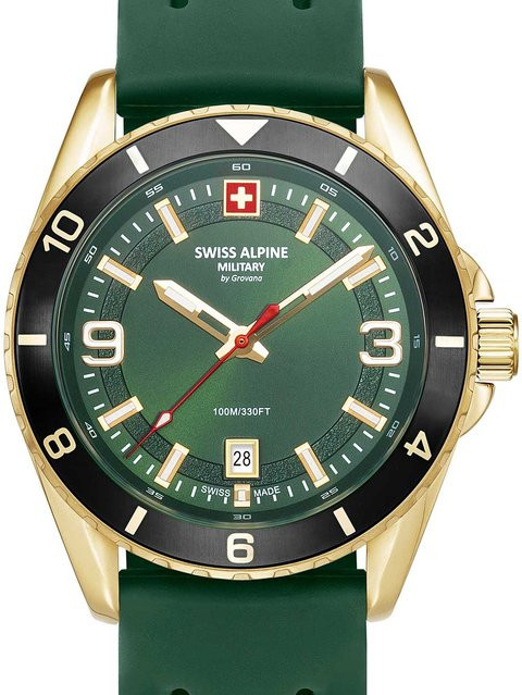Swiss Alpine Military Herrenuhr, Quarz, Edelstahl, Grün, 42 mm, 10 ATM - Bild 1
