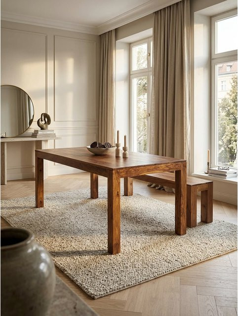 Esstisch aus Massivholz KADIMA DESIGN MUMBAI, rechteckig, braun, B/T/H: 180 x 90 x 76 cm - Bild 1