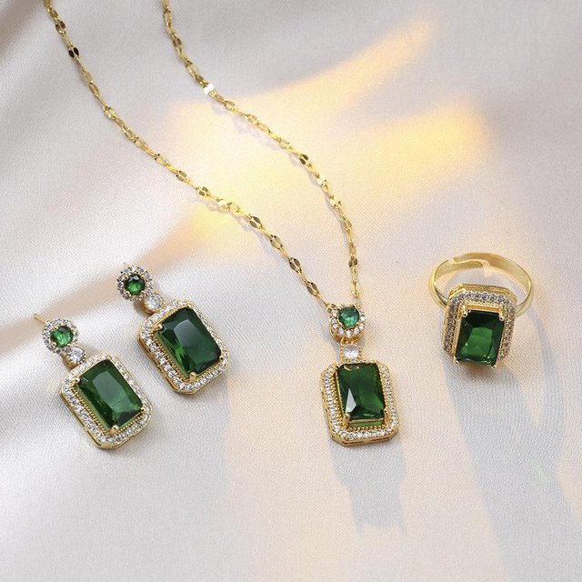 Lucky Star Jewelry Schmuck-Set, Zirkonia, grün, Damen - Bild 1