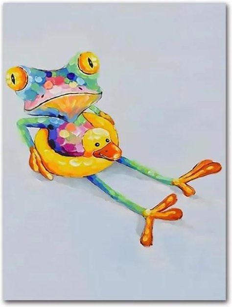 Abstrakte Frosch Graffiti Kunst Leinwandmalerei Petrichor Poster in Grün und Multicolour, Wandkunst Bild für dein Wohnzimmer, Breite: 21 cm, Höhe: 30 cm - Bild 1
