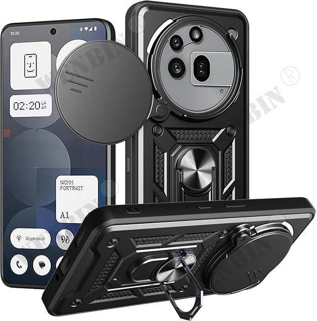 Magnetische Schutzhülle für Nothing Phone 3a Pro und Nothing Phone 2a mit Ring und Linsenschutz in Schwarz - Bild 1