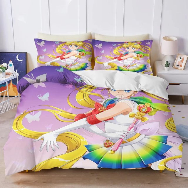 Wucifang Bags Anime S-Sailor M-Moon Bettwäsche-Set aus Mikrofaser in Lila mit Bettbezug und Kissenbezug, Breite: 70 cm, Länge: 133 cm - Bild 1