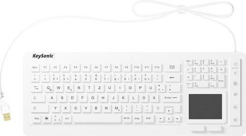 Keysonic KSK-6231 INEL USB Tastatur in Weiß mit deutschem QWERTZ-Layout, wasserfest nach IPX7 und beleuchtet - Bild 1