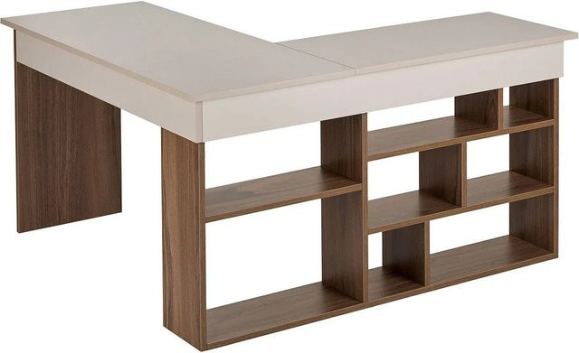 Vente-unique Eckschreibtisch Lileul Modern in Dunkel Beige, B: 129 cm, T: 120 cm, H: 72 cm - Bild 1