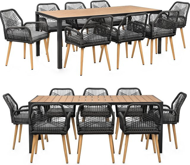 Swing&Harmonie Gartenmöbel Set Calvani für 8 Personen aus Seilgeflecht und Holz in Anthrazit - Bild 1