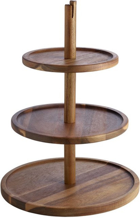 VEGA Etagere Kara 3-stufig aus Akazienholz in Akazie braun, Durchmesser: 30,5 cm, Höhe: 41 cm