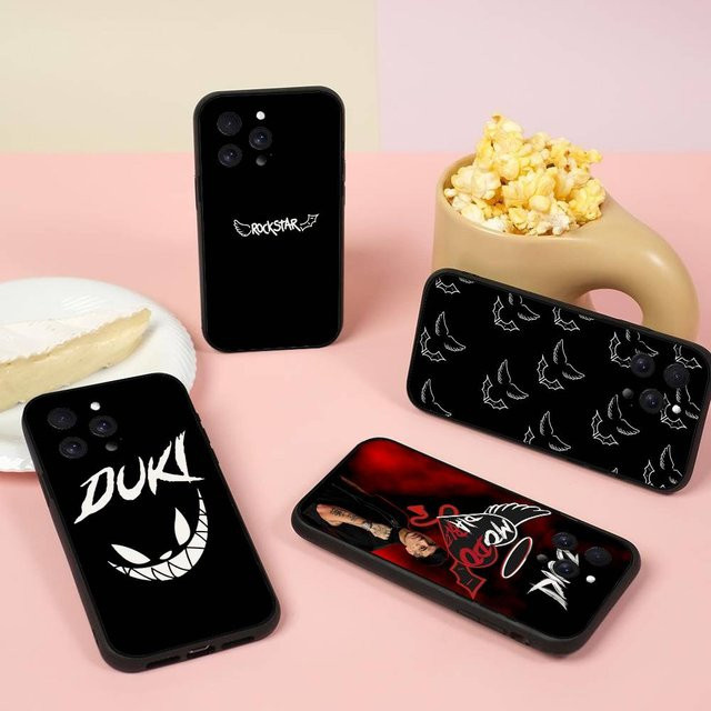 Matte Silikon Handyhülle im DUKI Rapper Design für Apple iPhone Modelle in Schwarz - Bild 1