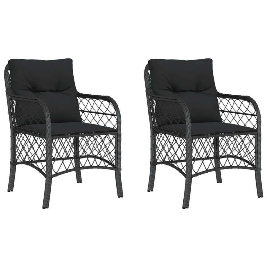 Furnicato Gartenstuhl aus PE-Rattan und Stahl in Schwarz mit Kissen, B/T/H: 58,5 x 67 x 86 cm - Bild 2