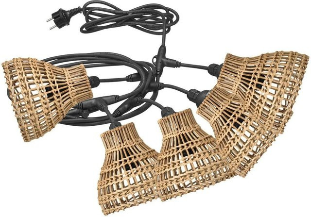 PR Home Sarah Outdoor Lichterkette aus Rattan in Schwarz, L x B x H: 26 x 18 x 26 cm - Bild 1