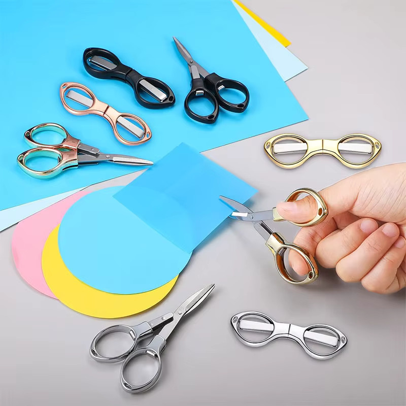 Tragbare Teleskop-Schere aus Edelstahl mit Sicherheitsfunktion, faltbarer Cutter für Home Office und Handwerk, Mehrfarbig - Bild 3