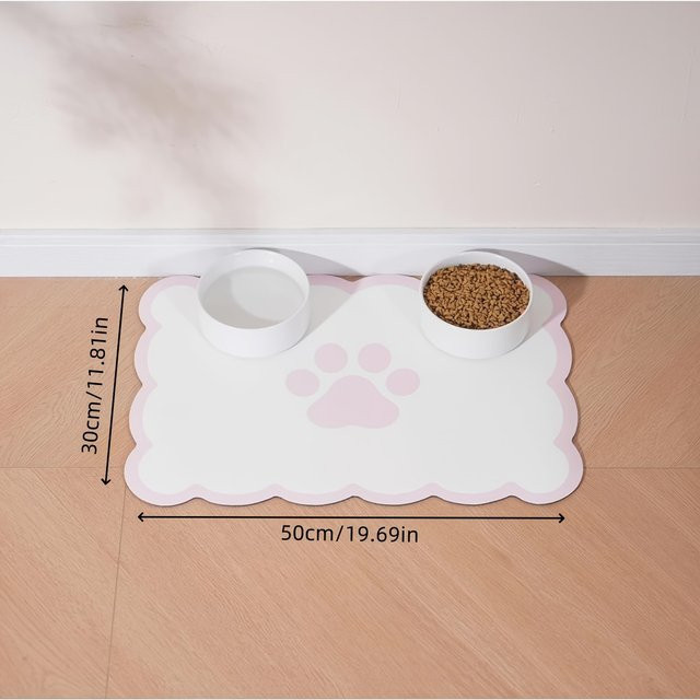 VIKAMA Wolkenförmige Futtermatte für Haustiere in Beige, rutschfeste und auslaufsichere Tischset für Katzen und Welpen - Bild 1