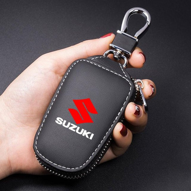 AAGJ1 Autoschlüsselhülle als kratzfeste Schlüsselanhänger Etui Tasche für Suzuki Samurai S-Cross SX4 Swift XL-7 Liana Spresso Celerio in Grau - Bild 1