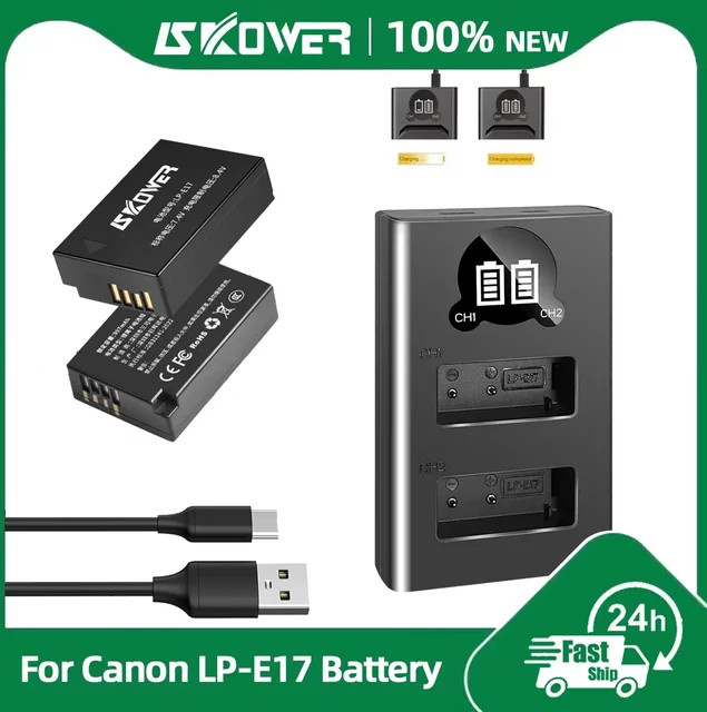 LP-E17 Akku mit Doppelladegerät für Canon EOS Kameras in Schwarz - Bild 1