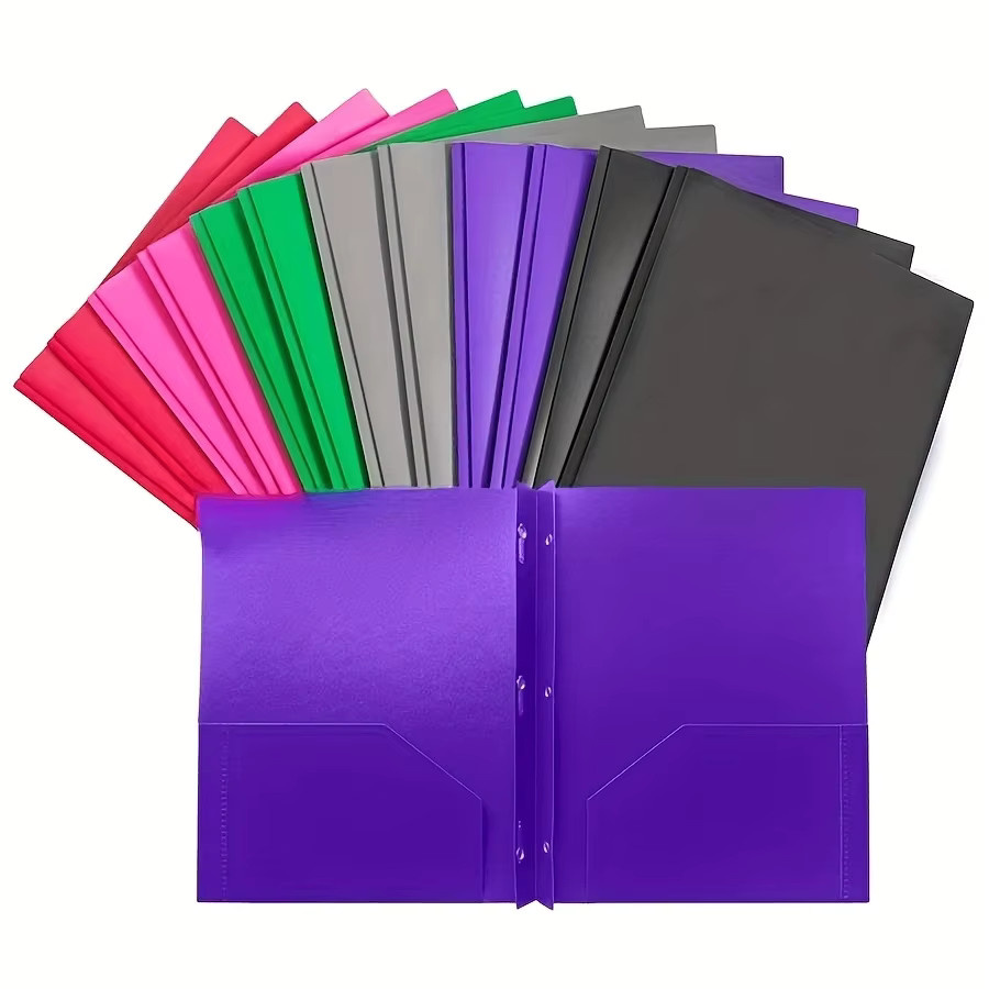 5er Set Kunststoff-Ordner in 6 Farben mit Taschen und Klammern für Büro und Schule - Bild 2