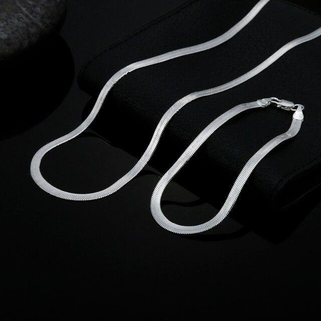 Schmuck-Set 925 Sterling Silber, Halskette und Armband, grau, Damen - Bild 1
