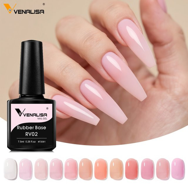 Venalisa Rubber Base Jelly Nagellack, Pink, 7,5 ml - Bild 1