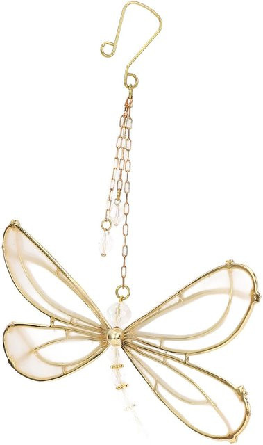 TOMTOP JMS Kristall Sonnenfänger Libelle als hängende Dekoration in Beige und Gold aus Glas und Metall - Bild 1