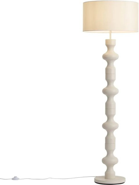QAZQA Retro Stehleuchte Captain in Beige mit Stoffschirm und E27 Fassung, Höhe: 160 cm - Bild 1