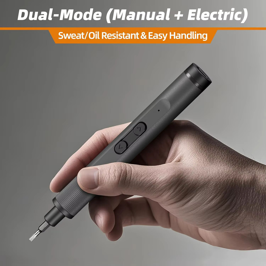 CREATIONSPACE 24-in-1 Mini-Elektroschrauber-Set mit 3,7 V Akku, wiederaufladbar via USB-C, Schwarz - Bild 4