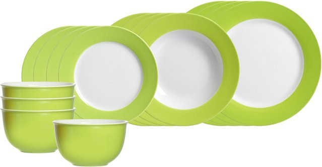 Ritzenhoff & Breker Dinner Service Doppio aus Keramik in Grün, 16er Set - Bild 1