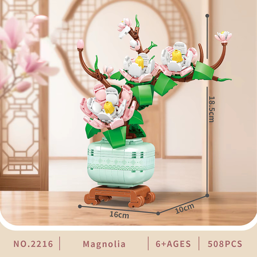 wishiot Chinesische Modellbaukästen, Simulierte Topfpflanzen, Mini-Bausteine, ab 6 Jahren - Bild 2