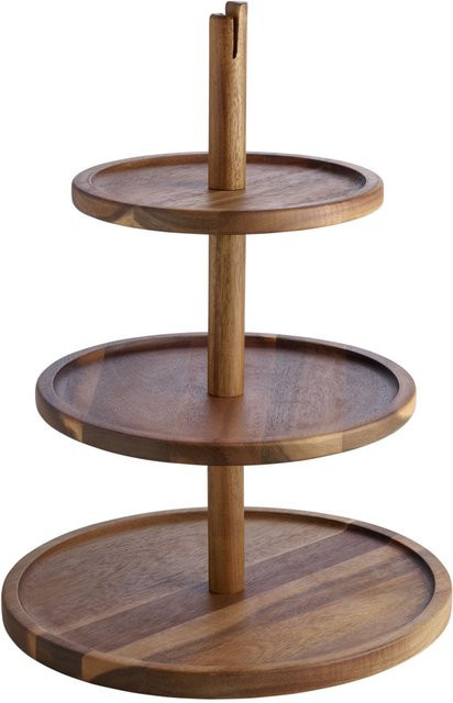 VEGA Etagere Kara 3-stufig aus Akazienholz in Akazie braun, Durchmesser: 30,5 cm, Höhe: 41 cm - Bild 1